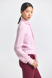Slipper Pink Leilani Plush Knit Tie Neck Sweater | Women's Top by Derek Lam 10 Crosby