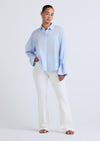 Sky Blue Wesley Button Front Shirt | Women's Top by Derek Lam 10 Crosby