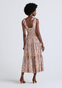 Light Khaki Multi Timothea Shoulder Tie Dress | Women's Dress by Derek Lam 10 Crosby