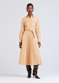 Limestone Kenza Long Sleeve Pleated Shirt Dress | Women's Dress by Derek Lam 10 Crosby