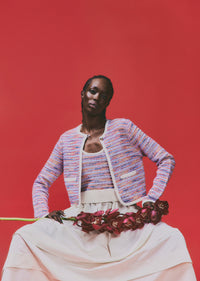 Raspberry Multi Loewel Space Dyed Knit Mixed Media Dress | Women's Dresses by Derek Lam 10 Crosby