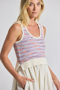 Raspberry Multi Loewel Space Dyed Knit Mixed Media Dress | Women's Dresses by Derek Lam 10 Crosby