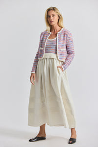 Raspberry Multi Loewel Space Dyed Knit Mixed Media Dress | Women's Dresses by Derek Lam 10 Crosby