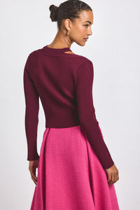 Bordeaux Lonnie Viscose Knit Layered Cardigan | Women's Top by Derek Lam 10 Crosby
