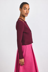 Bordeaux Lonnie Viscose Knit Layered Cardigan | Women's Top by Derek Lam 10 Crosby