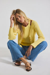 Lonnie Viscose Knit Layered Cardigan - Buttercup