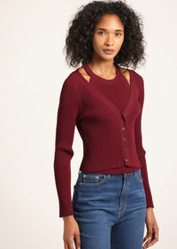 Red Lonnie Viscose Knit Layered Cardigan | Women's Top by Derek Lam 10 Crosby