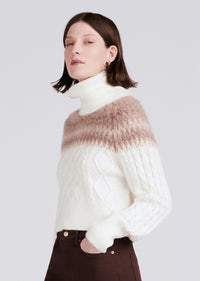 Ivory Marcella Cable Knit And Fair Isle Turtleneck | Women's Top by Derek Lam 10 Crosby