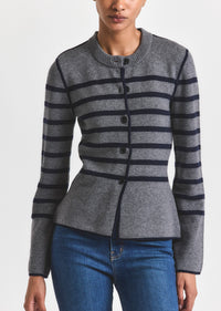 Mariana Reversible Button Up Sweater - Navy-Charcoal
