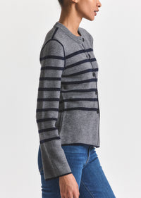 Mariana Reversible Button Up Sweater - Navy-Charcoal