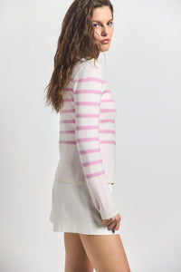 Venetian Pink Multi Mariana Reversible Button Up Sweater | Women's Sweater by Derek Lam 10 Crosby