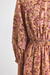 Camel Multi Marisol Lurex Stripe Printed Voile Mini Dress | Women's Dresses by Derek Lam 10 Crosby