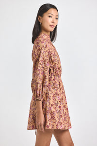 Camel Multi Marisol Lurex Stripe Printed Voile Mini Dress | Women's Dresses by Derek Lam 10 Crosby