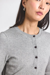 Medium Heather Grey Thibeaut Long Sleeve Cardigan | Women's Top by Derek Lam 10 Crosby