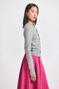 Medium Heather Grey Thibeaut Long Sleeve Cardigan | Women's Top by Derek Lam 10 Crosby