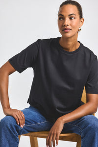 Black Miranda Cotton Jersey Boxy Tee | Women's Top by Derek Lam 10 Crosby
