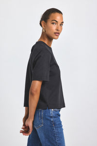 Black Miranda Cotton Jersey Boxy Tee | Women's Top by Derek Lam 10 Crosby