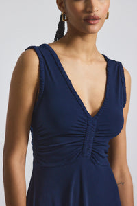 Navy Misha Matte Jersey Ruched Dress | Women's Dresses by Derek Lam 10 Crosby