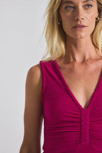 Raspberry Misha Matte Jersey Ruched Dress | Women's Dresses by Derek Lam 10 Crosby