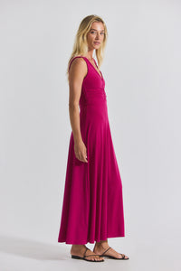 Raspberry Misha Matte Jersey Ruched Dress | Women's Dresses by Derek Lam 10 Crosby