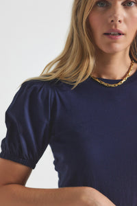 Navy Eva Puff Sleeve |  Women's Top by Derek Lam 10 Crosby