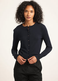Navy Thibeaut Long Sleeve Cardigan |  Women's Sweater by Derek Lam 10 Crosby