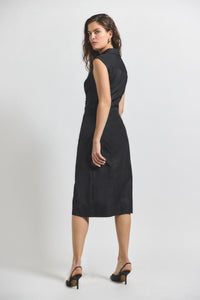 Black Nera Ruched Button Down Dress | Women's Dresses by Derek Lam 10 Crosby