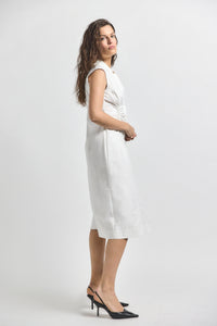 Soft White Nera Ruched Button Down Dress | Women's Dresses by Derek Lam 10 Crosby