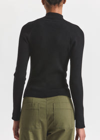 Black Kassandra Ribbed Mock Neck Sweater | Women's Top by Derek Lam 10 Crosby