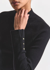 Black Kassandra Ribbed Mock Neck Sweater | Women's Top by Derek Lam 10 Crosby
