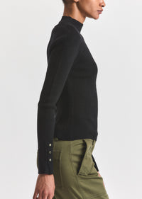 Black Kassandra Ribbed Mock Neck Sweater | Women's Top by Derek Lam 10 Crosby