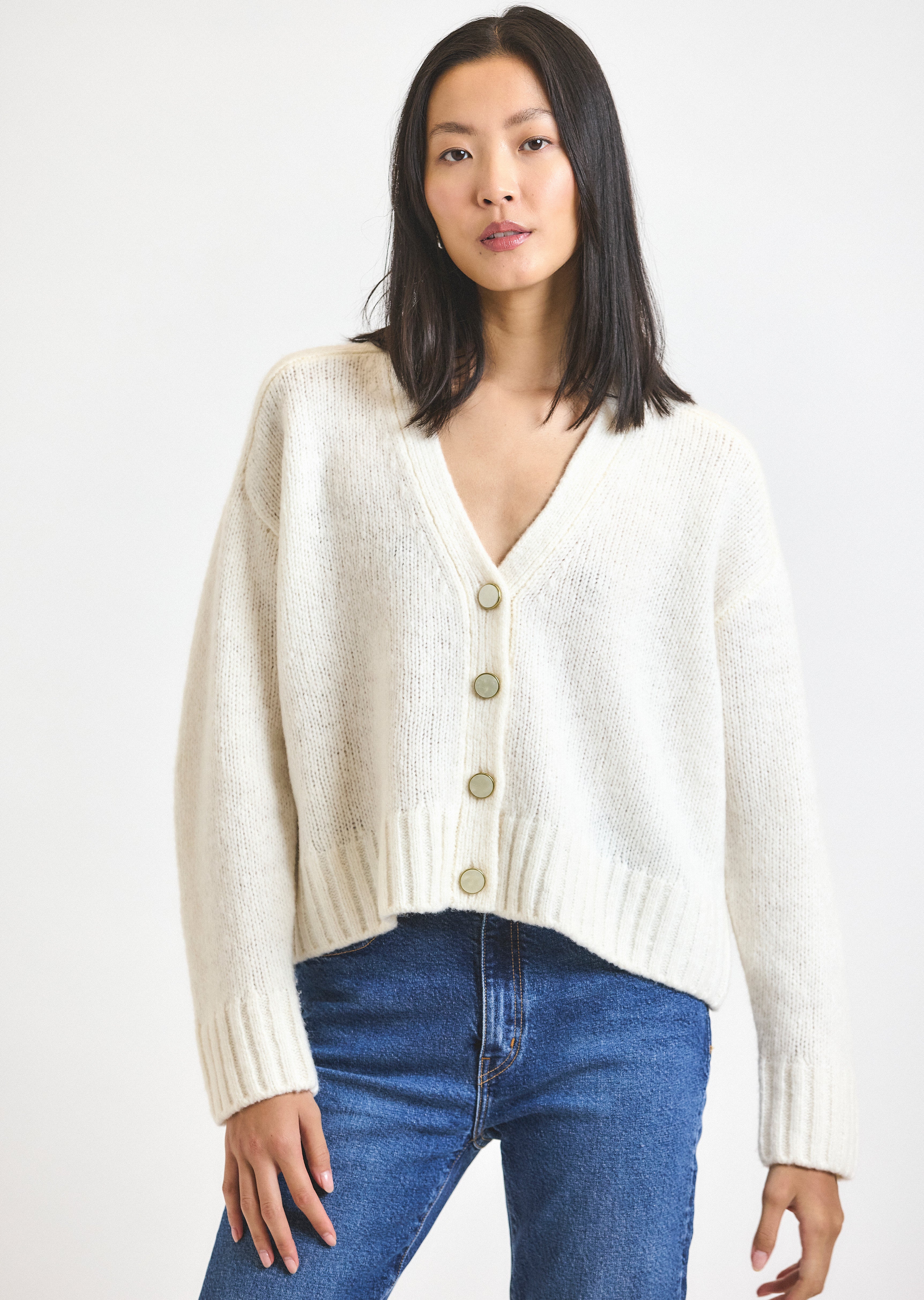 Lailah Oversized Cardigan Ivory – Derek Lam