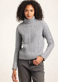 Grey Pippa Lace Up Turtleneck | Women's Top by Derek Lam 10 Crosby