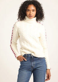 Ivory Pippa Lace Up Turtleneck | Women's Top by Derek Lam 10 Crosby