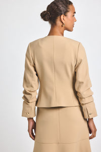 Camel Novessa Ruched Sleeve Jacket | Women's Jackets by Derek Lam 10 Crosby