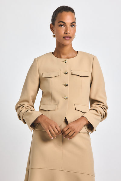 Novessa Ruched Sleeve Jacket - Camel – Derek Lam