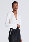 Optic White Lila Long Sleeve V-Neck Top | Women's Top by Derek Lam 10 Crosby