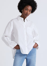 Optic White Wesley Button Front Shirt | Women's Top by Derek Lam 10 Crosby