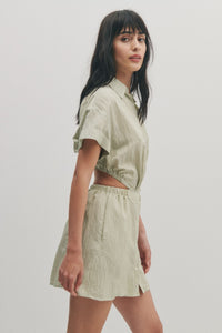 Alba Open Back Shirt Dress - Fatigue Stripe