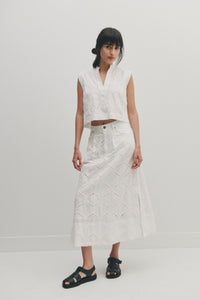 Nydia Midi Skirt - White