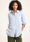 Blue Multi Orianne Lurex Stripe Voile Long Sleeve Button Front Shirt | Women's Top by Derek Lam 10 Crosby