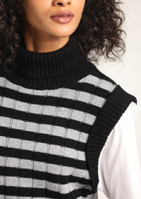 Black-White-Grey Paola Mixed Media Turtleneck Sweater | Women's Top by Derek Lam 10 Crosby