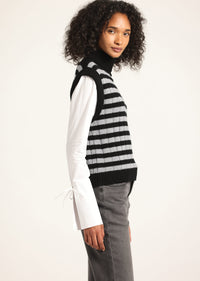 Black-White-Grey Paola Mixed Media Turtleneck Sweater | Women's Top by Derek Lam 10 Crosby