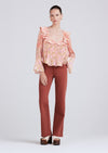 Patchwork Multi Charis Pleated Ruffle Blouse | Women's Top by Derek Lam 10 Crosby