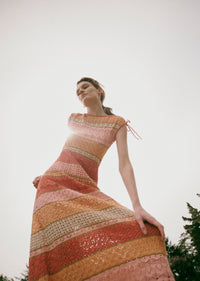 Peach Multi Octavia Sleeveless Stripe Dress | Women's Dress by Derek Lam 10 Crosby