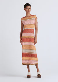 Peach Multi Octavia Sleeveless Stripe Dress | Women's Dress by Derek Lam 10 Crosby