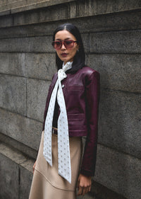 Black Cherry Penny Stretch Leather Jacket | Women's Jackets by Derek Lam 10 Crosby