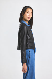 Black Penny Stretch Leather Jacket | Women's Jackets by Derek Lam 10 Crosby