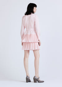 Sterling Long Sleeve Pleated Mini Dress - Pink Dogwood
