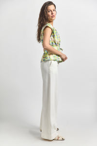 Blanc de Blanc Quinto Wide Leg Dome Button Pant | Women's Pants by Derek Lam 10 Crosby